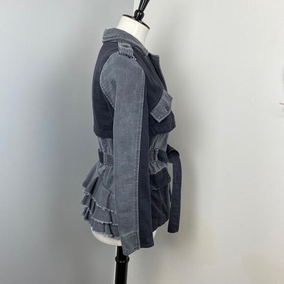 Anthropologie Hei Hei Ruffle Anorak Colorblock Ruffle Back Jacket XSP Steampunk - Picture 6 of 12